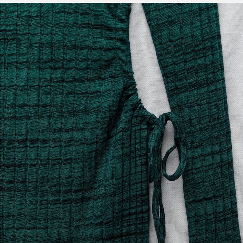 Zara once used Teal Long Sleeve cutout midi Dress - Picture 3 of 6